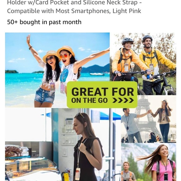 NWT Gear Beast Silicone Neck IPhone Holder with Credit Card/Money Slot-Pink - Picture 2 of 6